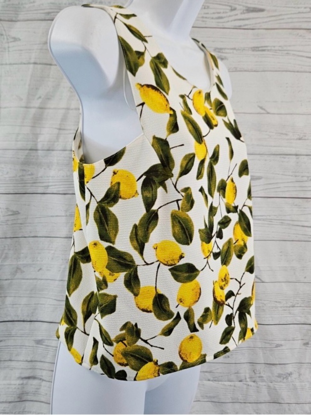 Zara White Tank Top with Yellow Lemon Print